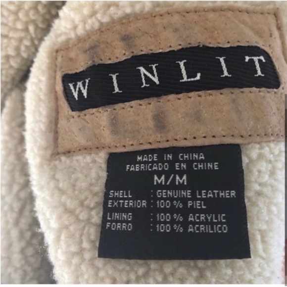 Vintage Winlit Warm Leather Sherpa Coat Size Medium - Picture 3 of 7